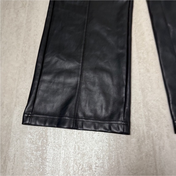 7 For All Mankind Black Faux Leather Wide Leg Pants - Picture 5 of 7